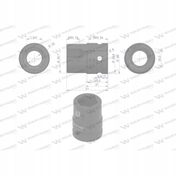 Nasadka udarowa 6-kątna 3/4' 23mm WARYŃSKI
