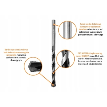 Wiertło widiowe - PRO SUPER BAS 10x400 mm TEGER
