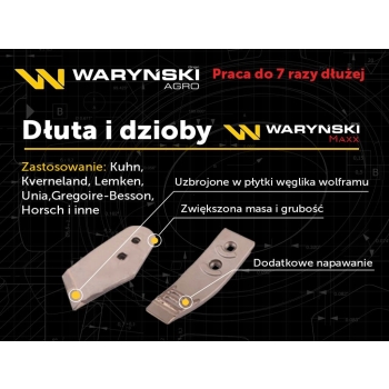Dłuto lemiesza prawe Kuhn Pług z węglikiem wolframu WARYŃSKI
