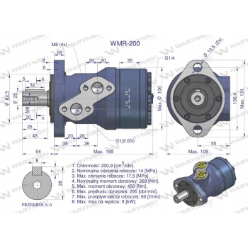 Silnik hydrauliczny orbitalny 200cm3/obr WARYŃSKI