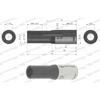 Nasadka sześciokątna długa 1/2 13 mm WARYŃSKI