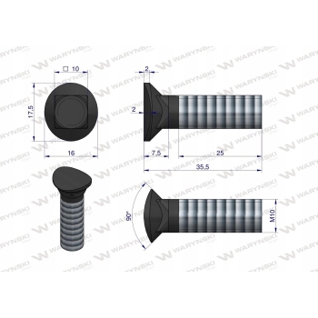 Śruba redliczkowa półokrągła M10x35 8.8 WARYŃSKI