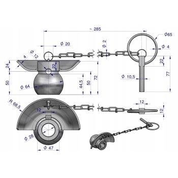 Kula z kołnierzem hartowana kat 2-3 64X28 WARYŃSKI