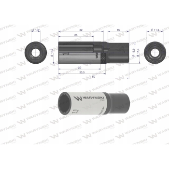 Nasadka dwunastokątna 1/4 długa 11 mm WARYŃSKI
