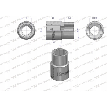Nasadka sześciokątna 3/4 19 mm WARYŃSKI