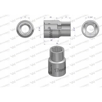 Nasadka sześciokątna 3/4 17 mm WARYŃSKI