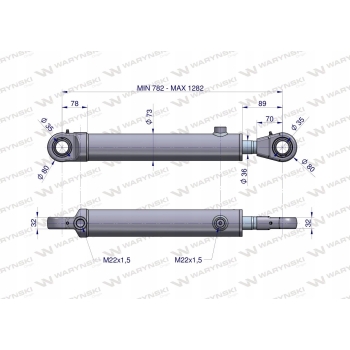 Siłownik hyd. dwustronny TUR 782-1282mm WARYŃSKI
