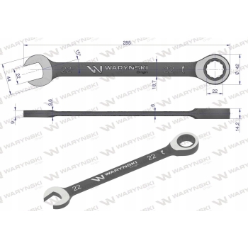 Klucz płasko oczkowy 22 mm z grzechotką WARYŃSKI