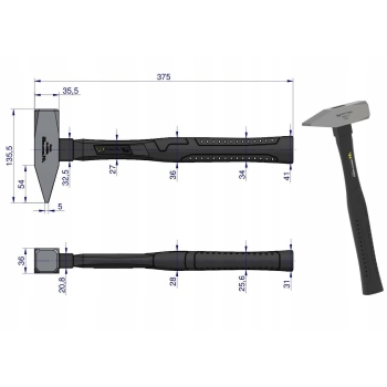 Młotek ślusarski 1000g WARYŃSKI