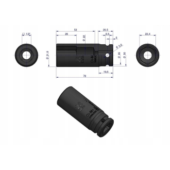 Nasadka udarowa sześciokątna dł 1/2 22mm Waryński