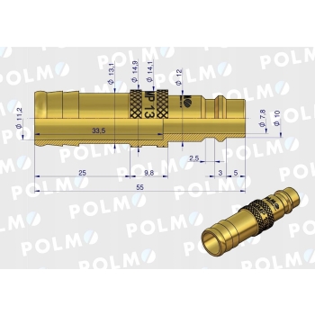 Szybkozłącze pneumatyczne wtyczka pod wąż DN13mm