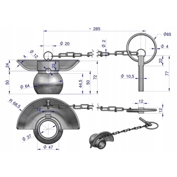 Kula z kołnierzem hartowana kat 3-3 64x37 WARYŃSKI