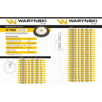Koło zębate hartowane 06B-1 (R1 3/8) Z-24 WARYŃSKI