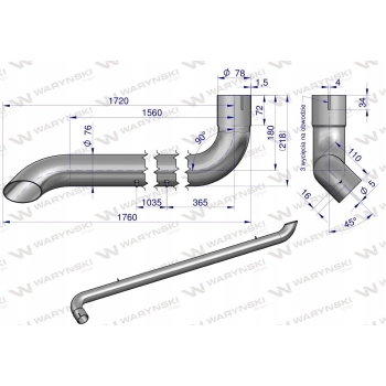 Tłumik rura INOX AL164277 John Deere WARYŃSKI