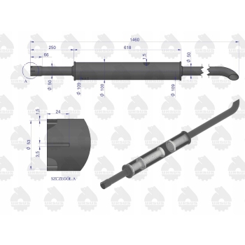 Tłumik długi 1460mm MF3 3512 2812 ORYGINAŁ URSUS
