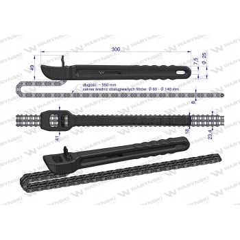 Klucz łańcuchowy do filtrów 60-140mm WARYŃSKI