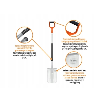 Szpadel prosty na metalowym trzonku Extreme TEGER