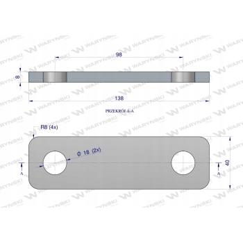Płytka dwuotworowa mocowanie podkładka cybantu jarzma M16 80mm WARYŃSKI