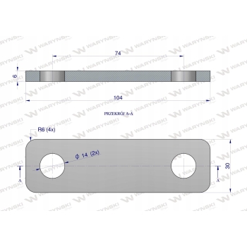 Płytka dwuotworowa mocowanie podkładka cybantu jarzma M12 60mm WARYŃSKI