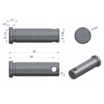 Sworzeń dźwigni sprzęgła 887897M1 URSUS 3512 MF3 MF4 ORYGINAŁ URSUS