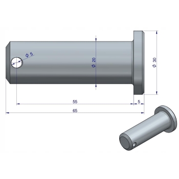 Sworzeń dolny wieszaka L.P URSUS C-330 C-360 z kołnierzem ORYGINAŁ URSUS