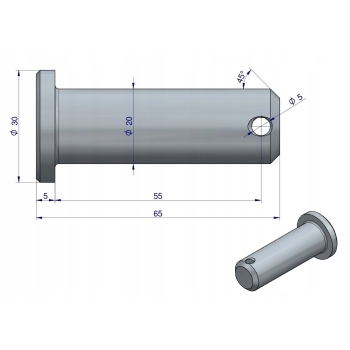 Sworzeń mocowania wieszaka LP część dolna URSUS C-330 C-360 ORYGINAŁ URSUS