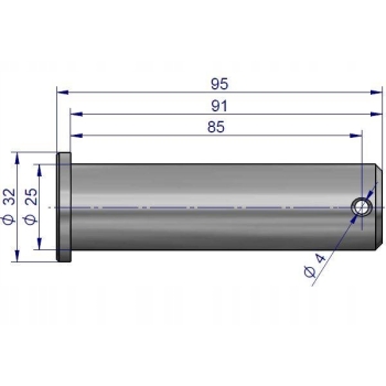 Sworzeń wieszaka L.P górny 25mm z kołnierzem URSUS C-360 54660174 54660135