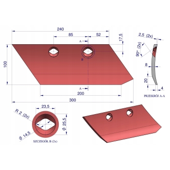 Lemiesz przedpłużka prawy Akpil Vogel Noot stal borowa WARYŃSKI