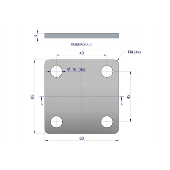 Płytka czterootworowa mocowanie podkładka cybantu jarzma M8 35 WARYŃSKI