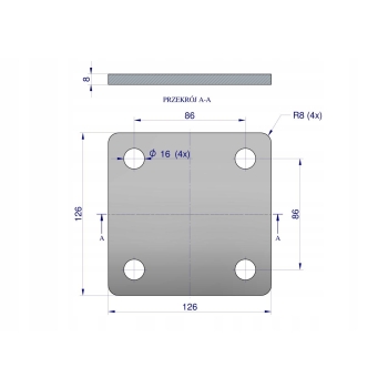 Płytka czterootworowa mocowanie podkładka cybantu jarzma M14 70 WARYŃSKI