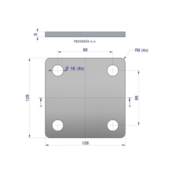 Płytka czterootworowa mocowanie podkładka cybantu jarzma M16 70 WARYŃSKI