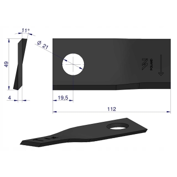 Nóż nożyk kosiarka 112X48X4X21 prawy 434970 Pottinger 25 sztuk WARYŃSKI