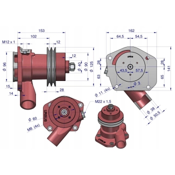 Pompa wody Wysoka II paski URSUS C-385 ORYGINAŁ URSUS