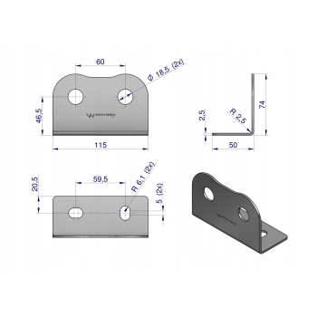Uchwyt tablica podwójny dla szybkozłączy long M18x1.5 EURO WARYŃSKI