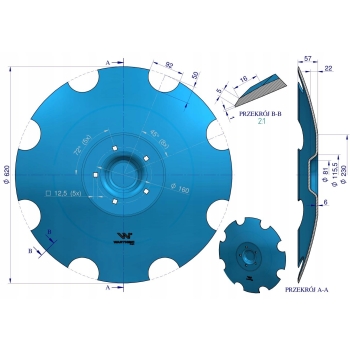 Talerz uzębiony Z-8 fi 620 5/160 6mm Lemken Rubin 3490467 WARYŃSKI