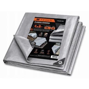 Plandeka MOCNA 4x8m srebrna 110g/m2 TEGER, T-PL4X8-MS