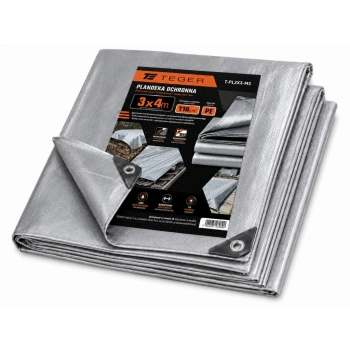 Plandeka MOCNA 3x4m srebrna 110g/m2 TEGER, T-PL3X4-MS