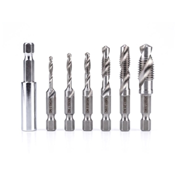 Zestaw wierteł gwintujących HEX M3-M10 7elementów stal M2 z adapterem TEGER, T-W-ZWG002
