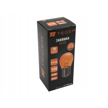 Żarówka Orange pomarańczowa 12V 21W Orange BA15s 10 sztuk TEGER