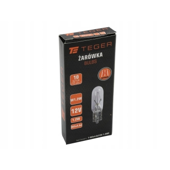 Żarówka 12V 1.2W całoszklana W2x4.6d 10 sztuk TEGER