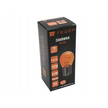 Żarówka pomarańczowa Orange 12V 21W Orange BAU15s 10 sztuk TEGER
