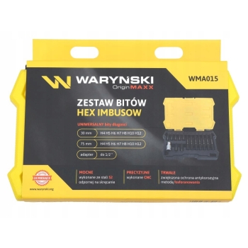 Zestaw bitów 75mm hex ze stali S2 z adapterem 1/2