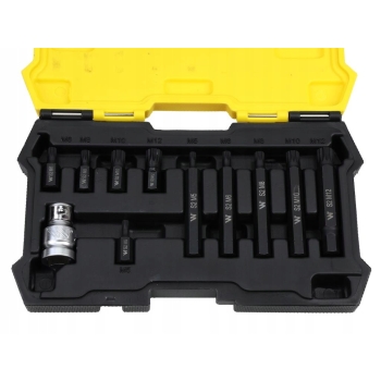 Zestaw bitów 75mm spline ze stali S2 z adapterem 1/2