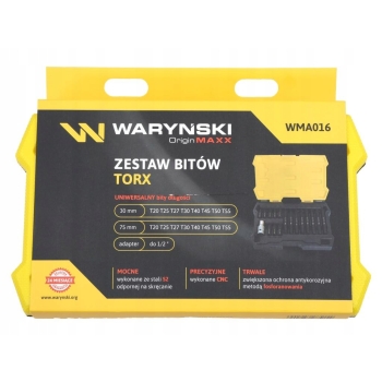 Zestaw bitów 75mm torx ze stali S2 z adapterem 1/2