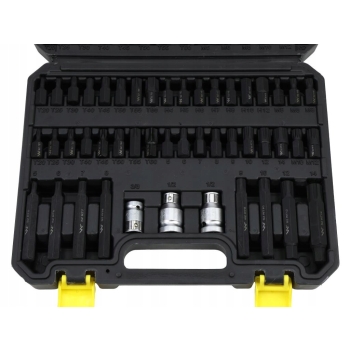 Zestaw bitów 75mm torx hex spline ribe stal S2 z adapterami 75 el. WARYŃSKI