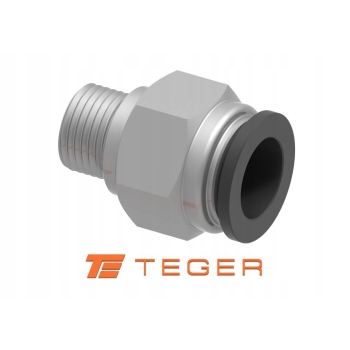 Złączka prosta wtykowa tekalan (teflon) 10mm x 3/8 GZ TEGER, T-PGZ-038-10
