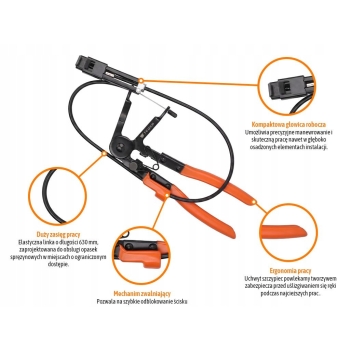 Szczypce do opasek zaciskowych z linką 630mm TEGER