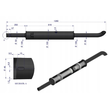Tłumik okrągły długi 5.4kg 1280mm URSUS C-360 ORYGINAŁ URSUS