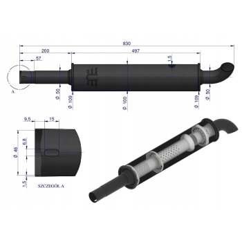 Tłumik okrągły krótki 830mm 4.1kg C-330 ORYGINAŁ URSUS