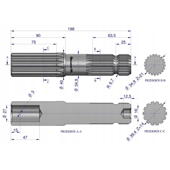 Końcówka WOM 1000 obr/min URSUS C-385 80153247 WARYŃSKI